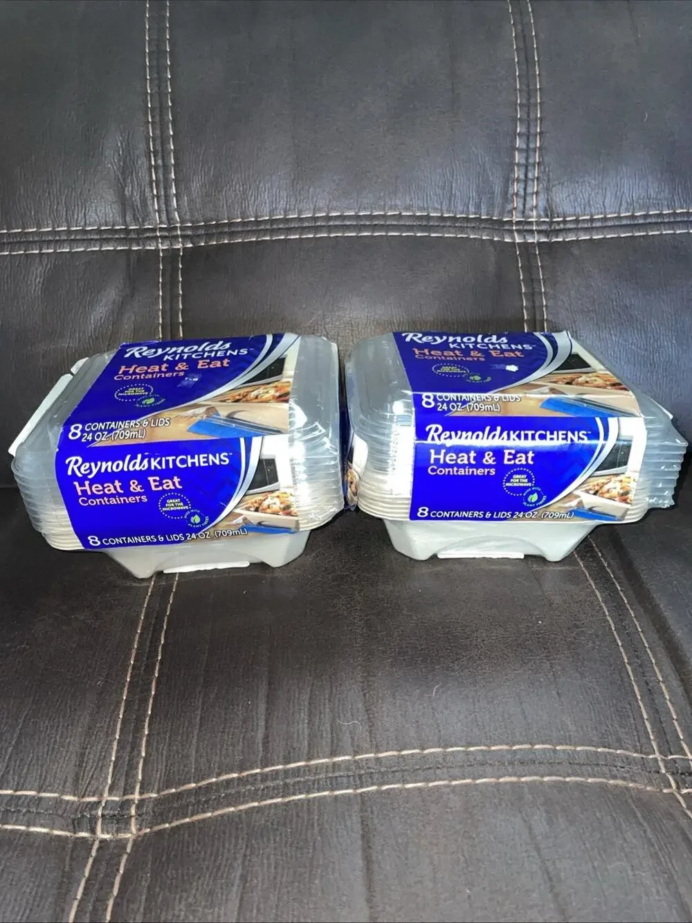 Reynolds Kitchens Heat & Eat Containers 24 oz 8 Count Microwave Safe Lot Of 2